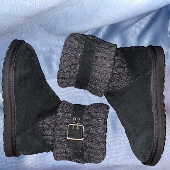 UGG Black Waterproof CAMBRIDGE Suede & Knit Boot S/N 1003175, Women Size 7 - Picture 7 of 16